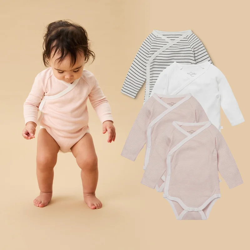 Image of Long Sleeve Kimono Bodysuit 4 Pack