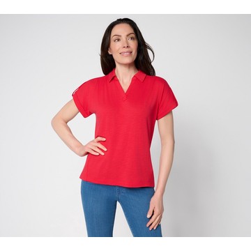 Belle by Kim Gravel Slub Knit Slay the Vacay Tab Sleeve Top