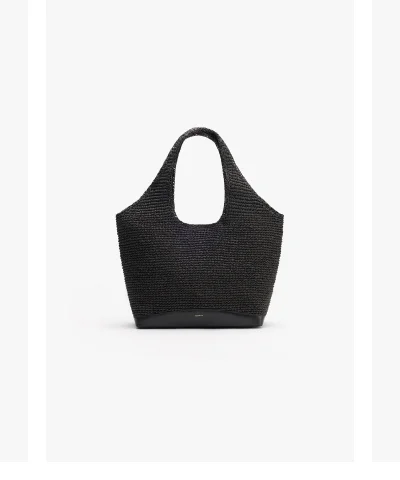 Large Raffia Tote Black