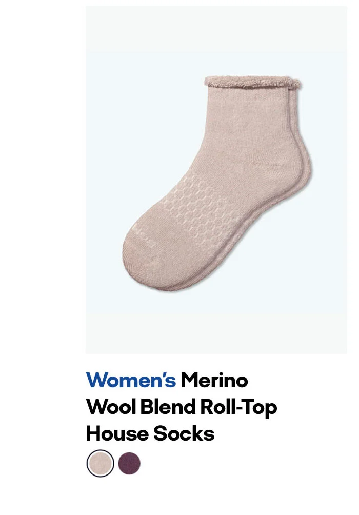 Women's Merino Wool Blend Roll-Top House Socks