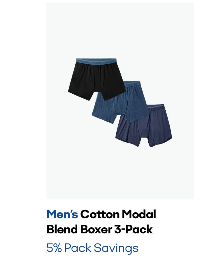 MEN'S COTTOM MODAL BLEND BOXER 3-PACK | 5% PACK SAVINGS