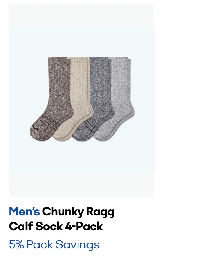 Men's Chunky Ragg Calf Sock 4-Pack | 5% Pack Savings