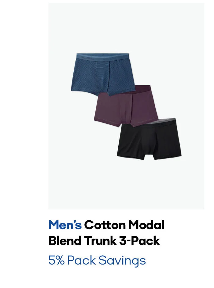 MEN'S COTTOM MODAL BLEND TRUNK 3-PACK | 5% PACK SAVINGS