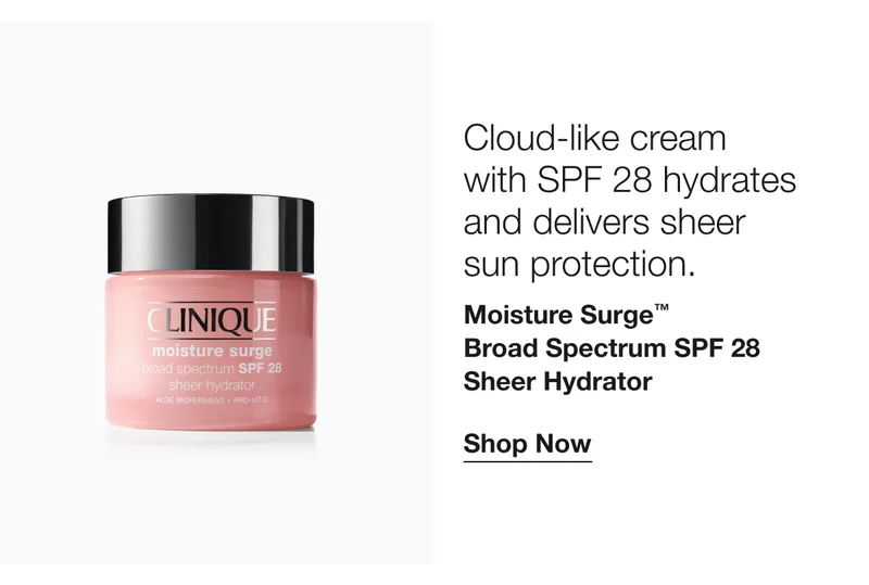 Cloud-like cream with SPF 28 hydrates and delivers sheer sun protection. | Moisture Surge™ Broad Spectrum SPF 28 Sheer Hydrator | Shop Now