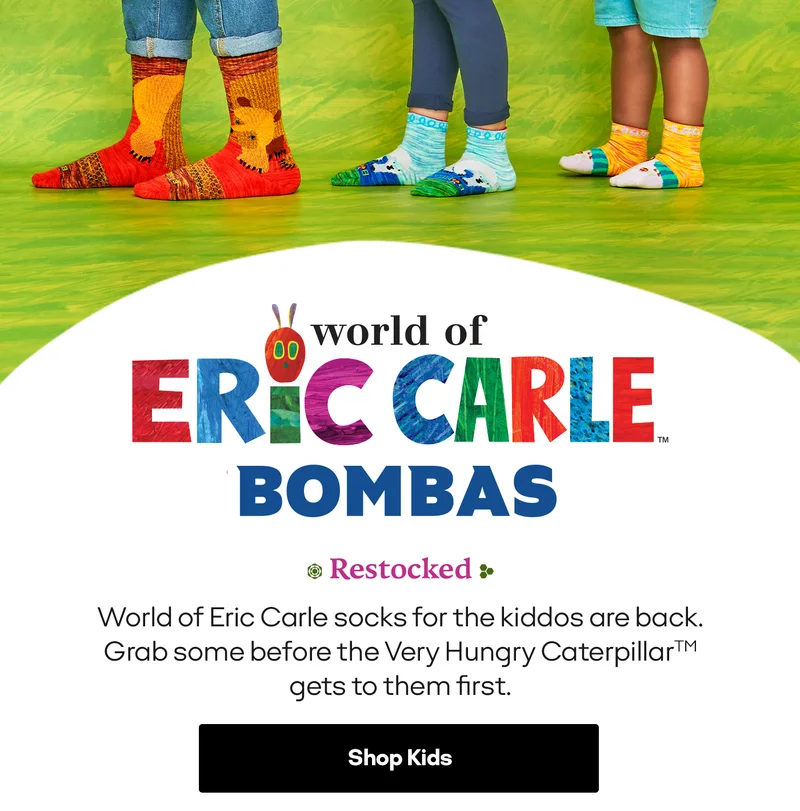 world of ERIC CARLE BOMBAS | Restocked | World of Eric Carle socks for the kiddos are back. Grab some before the Very Hungry Caterpillar gets to them first. Shop Kids