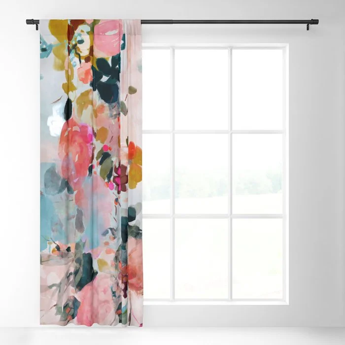 floral bloom abstract painting Blackout Curtain Blackout Curtain