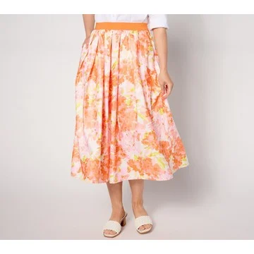 Joan Rivers Red Carpet Petite Printed Floral Taffeta Midi Skirt