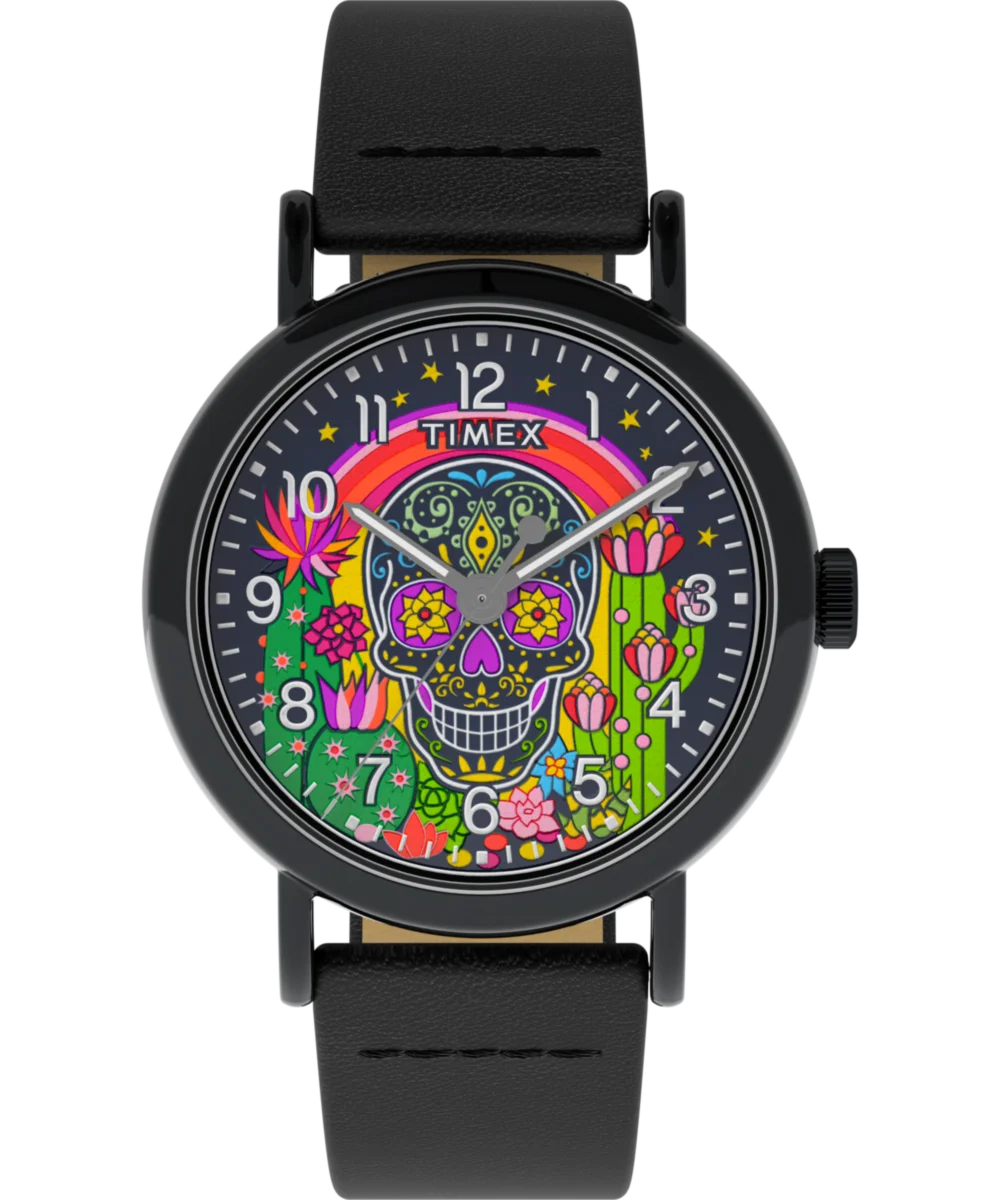 Image of Timex Weekender Day of the Dead 40mm Leather Strap Watch