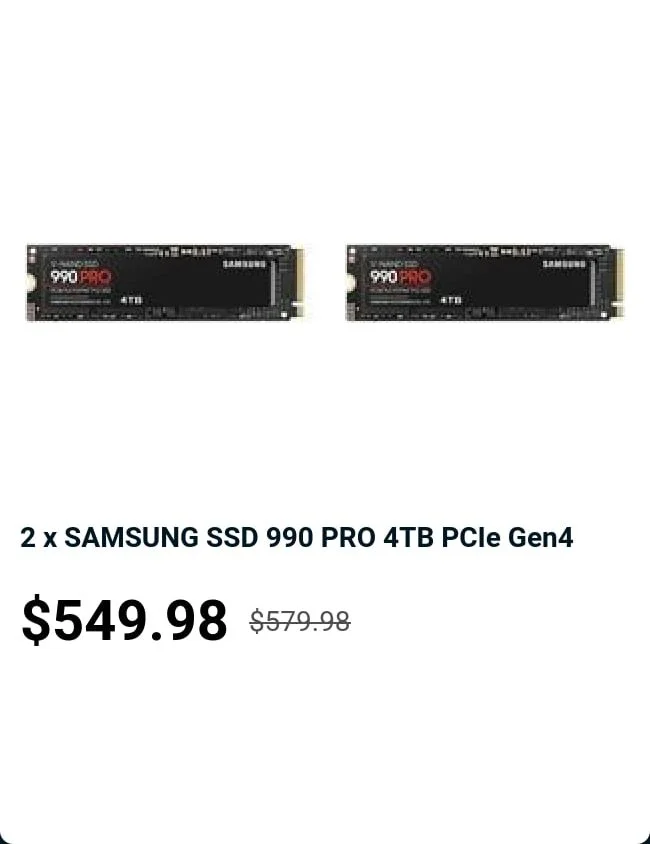 2 x SAMSUNG SSD 990 PRO 4TB PCIe Gen4