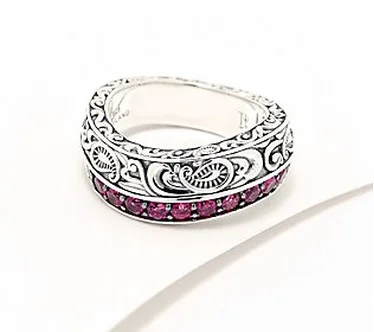 Third Person Sterling Silver Pave Gemstone Swirl Band Ring