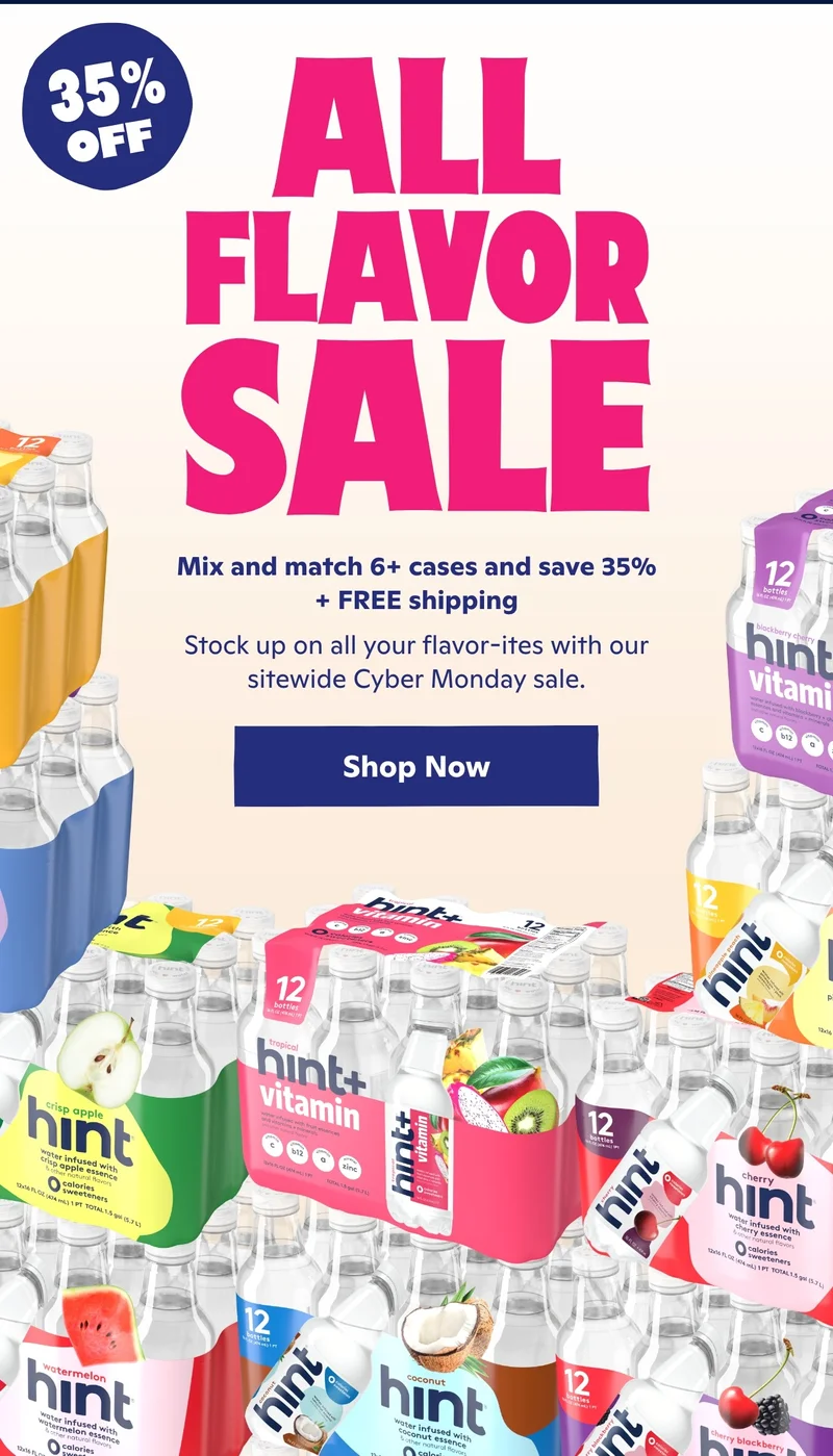 All Flavor Sale: Mix & match 6+ cases and save 35% + FREE shipping