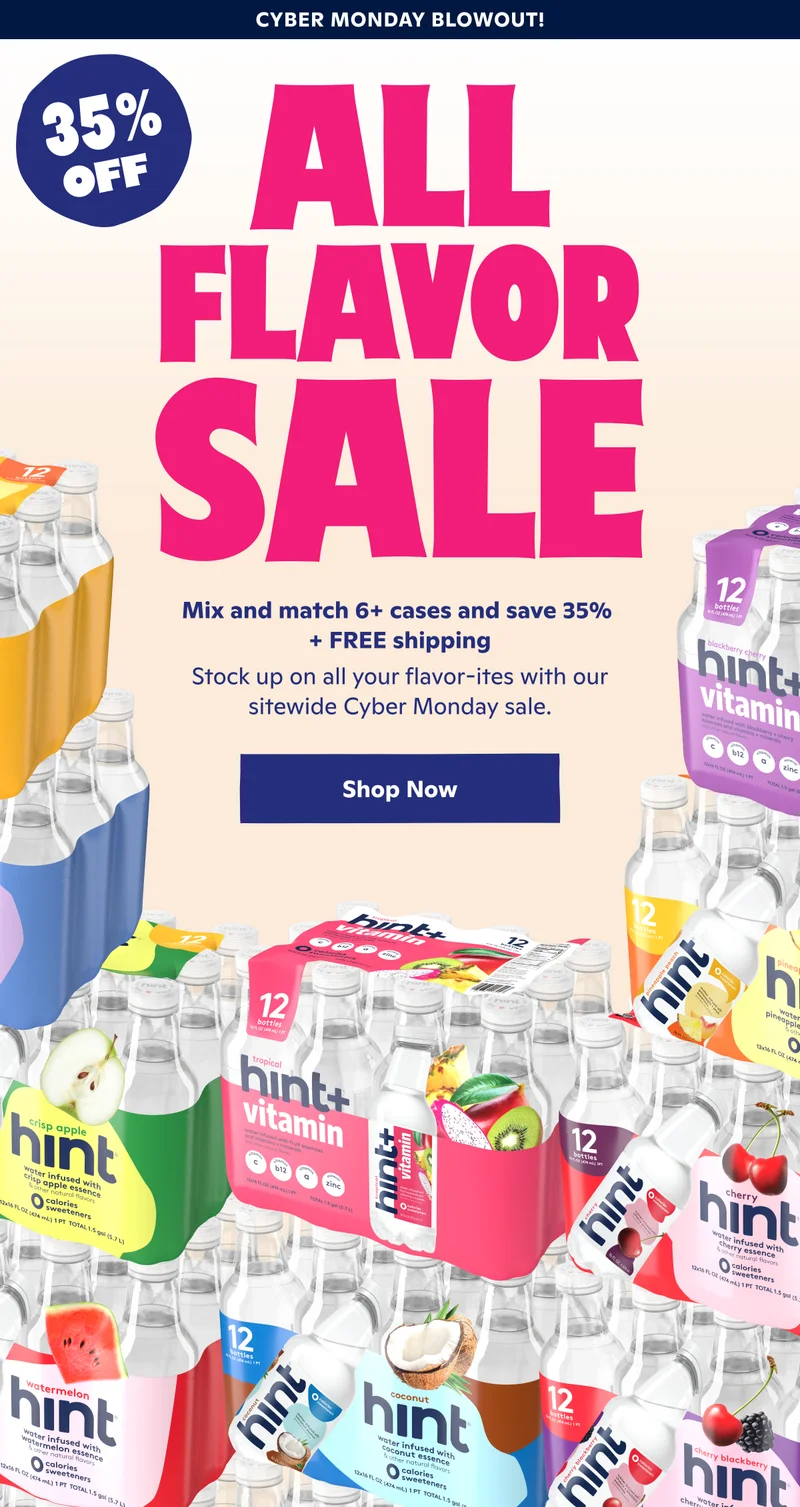 All Flavor Sale: Mix & match 6+ cases and save 35% + FREE shipping