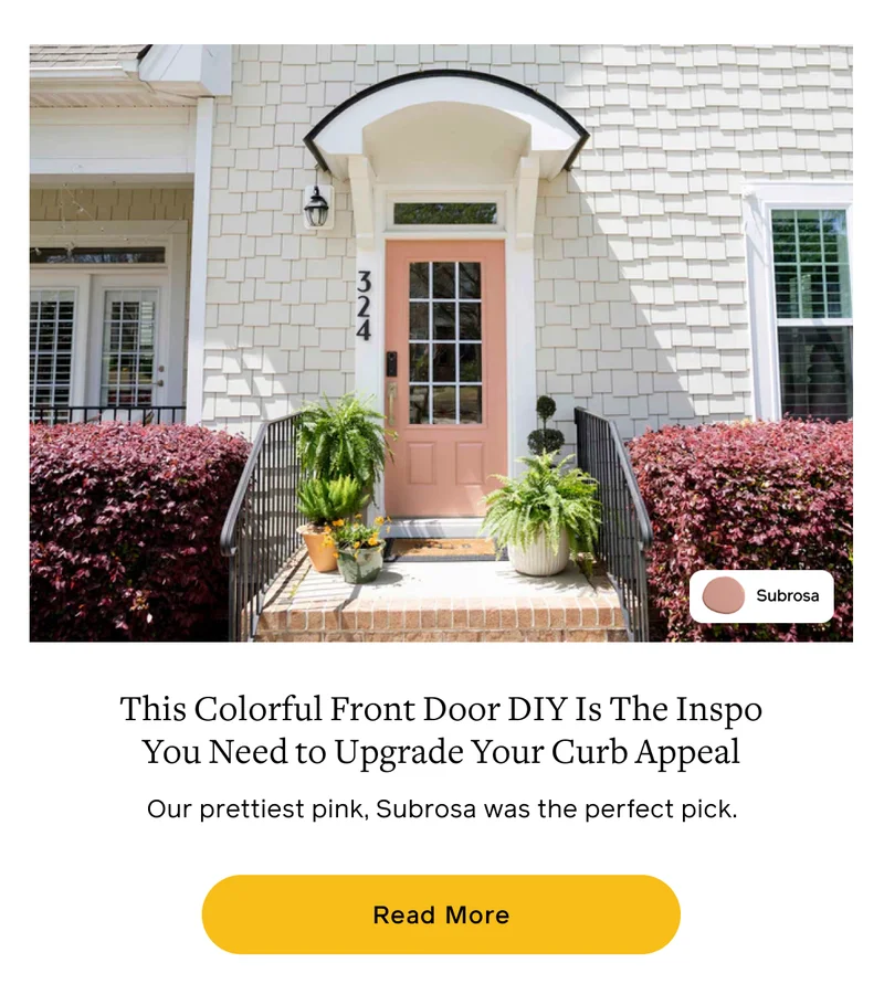 This Colorful Front Door DIY Is The Inspo You Need to Upgrade Your Curb Appeal. Our prettiest pink, Subrosa was the perfect pick. Read More