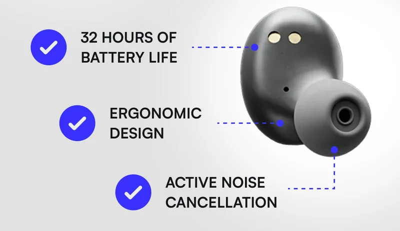 ✔️ 32 hours of battery life ✔️ Ergonomic design ✔️ Active noise cancellation