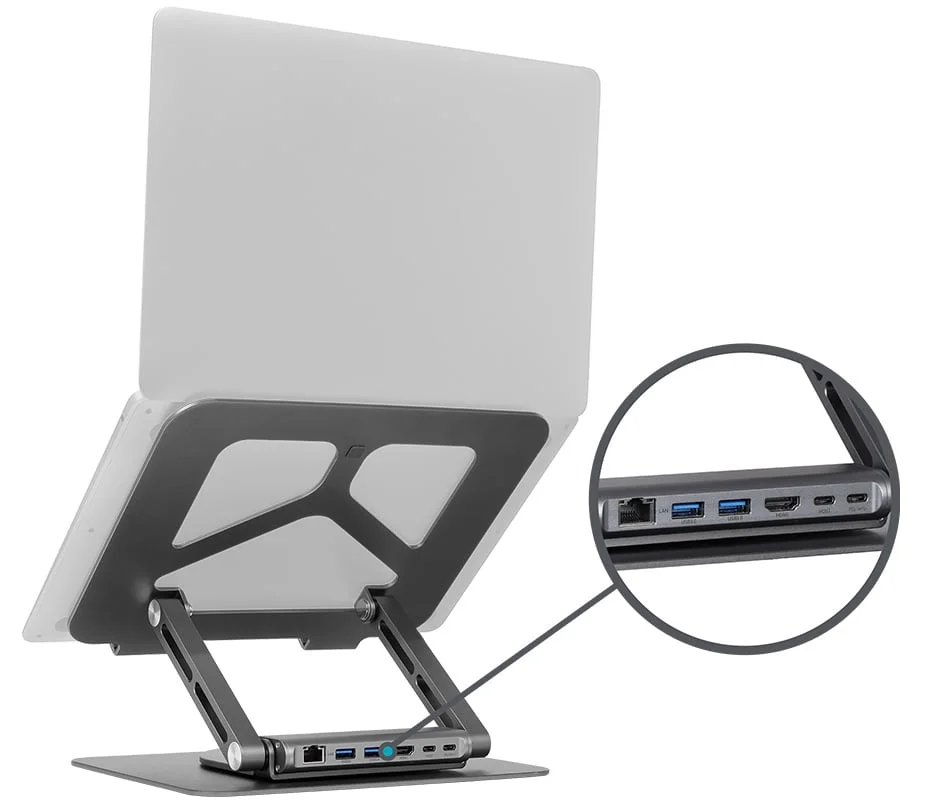 6-in-1 Z-Fold Laptop Stand and USB-C Docking Station 4K HDMI, Gigabit Ethernet, 360° Rotating Base Shop Now >>