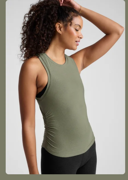 Featherweight Your Fit Shirred Tank in Grey Sage