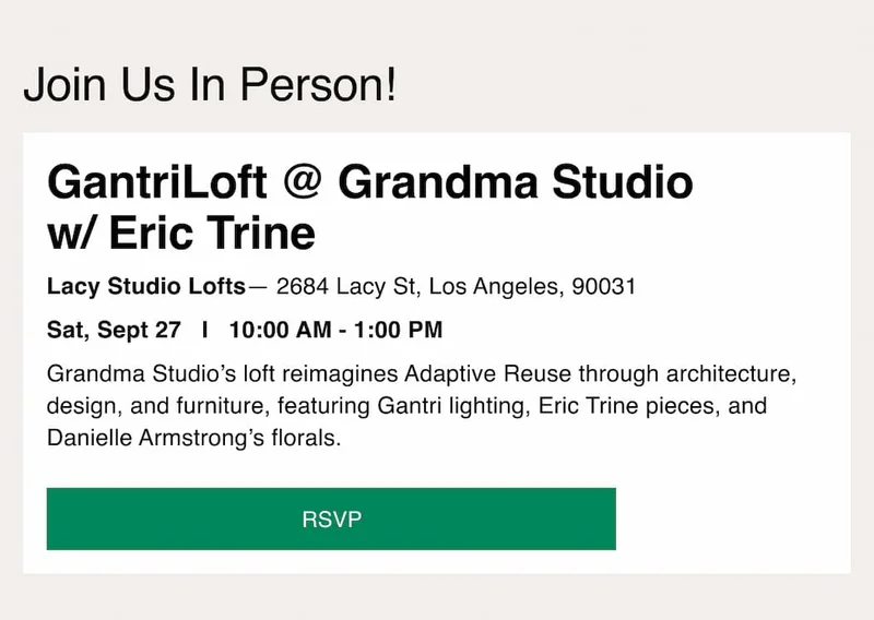 Join Us In Person! GantriLoft @ Grandma Studio w/ Eric Trine | Sat, Sept 27