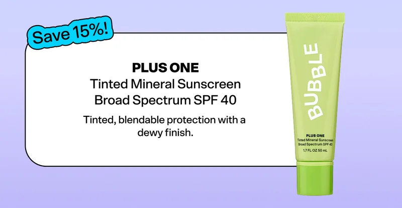 Plus One Tinted Mineral Sunscreen Broad Spectrum SPF 40. Tinted, blendable protection with a dewy finish. Save 15%!