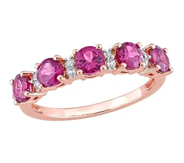 18K Rose Gold-Plated 1.55 cttw Rhodolite & Whit e Topaz Ring