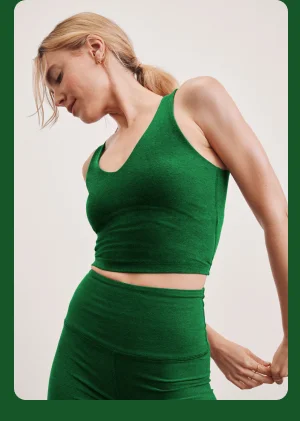 Spacedye Good Day Cropped Tank in Summer Thyme Green Heather