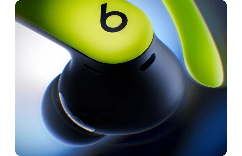 Close-up of the Nike Powerbeats Pro 2 earhook with Beats logo