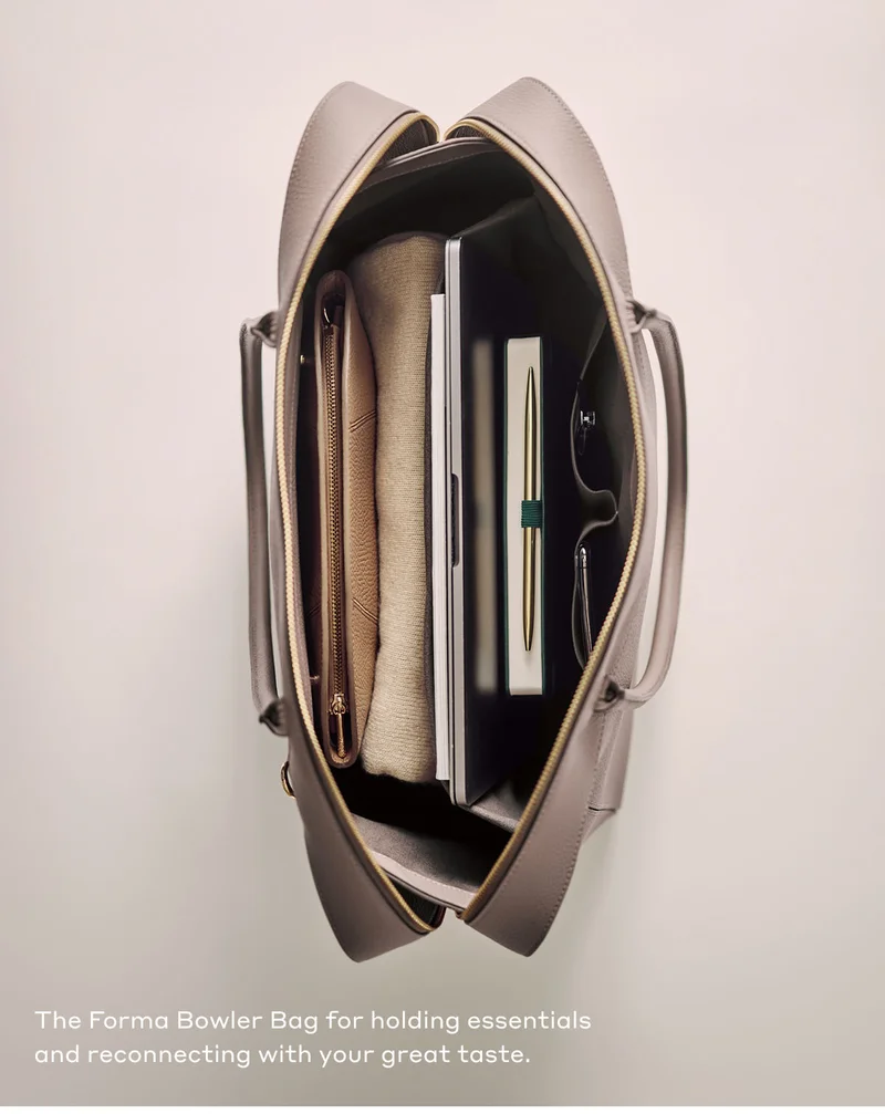 The Forma Bowler Bag for holding essentials and reconnecting with your great taste.