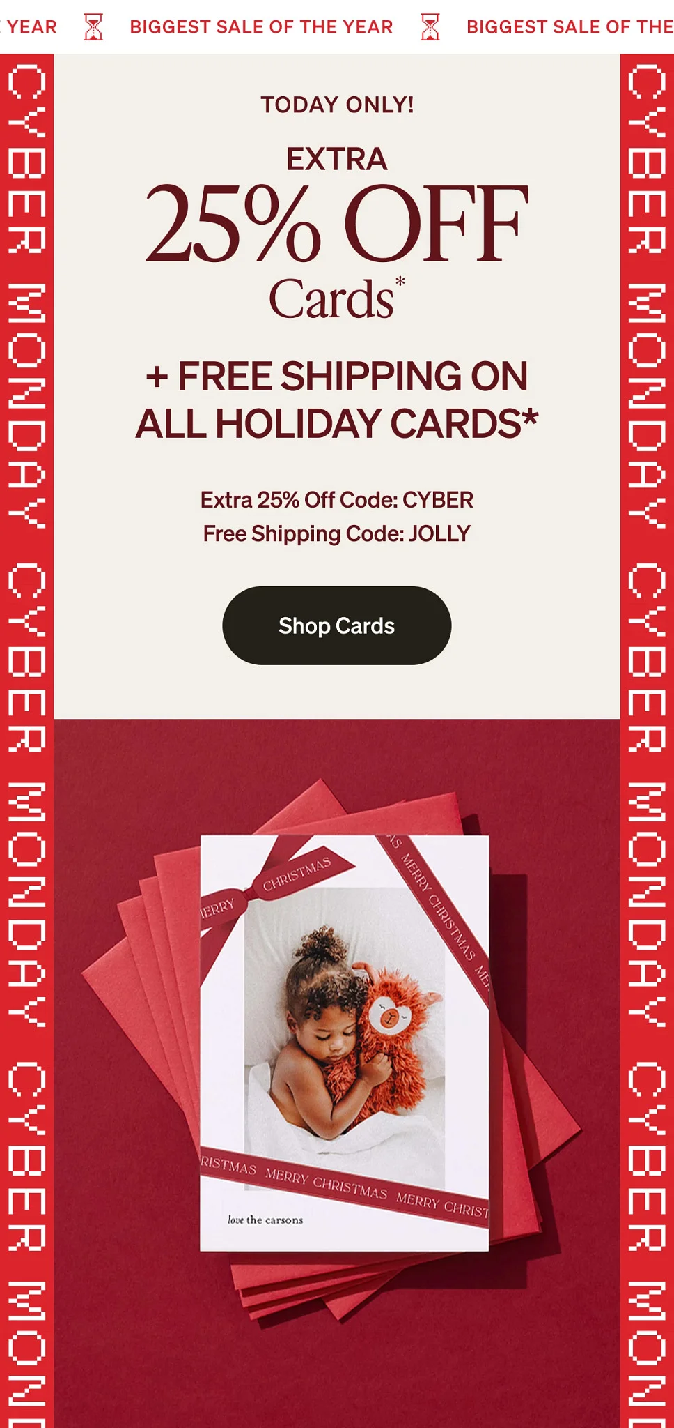 Extra 25% off Cards + Free Shipping on Holiday Cards