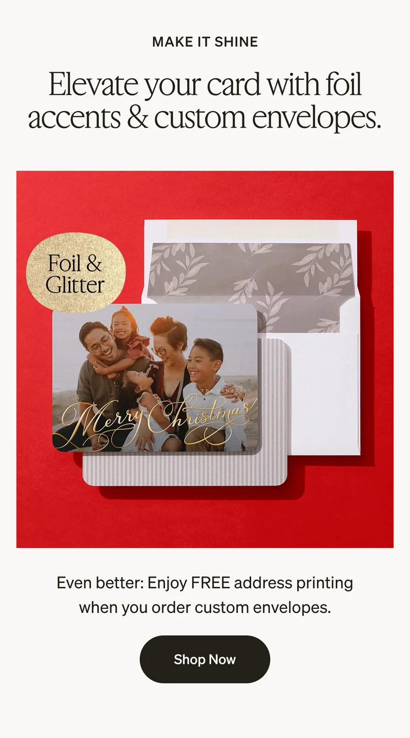 Extra 25% off Cards + Free Shipping on Holiday Cards
