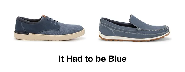 The men’s Bear sneaker in the color Denim and the casual Emmet loafer in Navy.