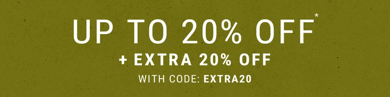 up to 20% off* extra 20% off with code: extra20