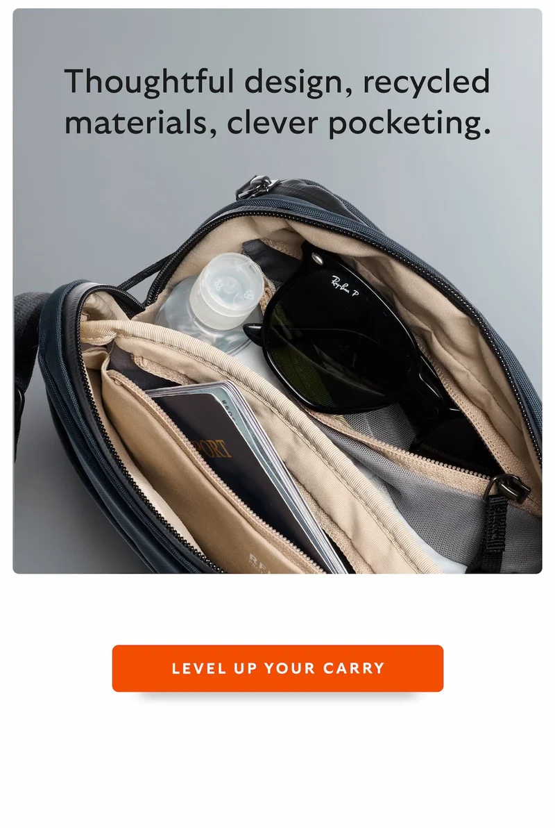 Thoughtful design, recycled materials, clever pocketing.