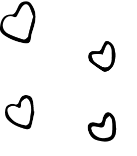 A line drawing of four hearts.