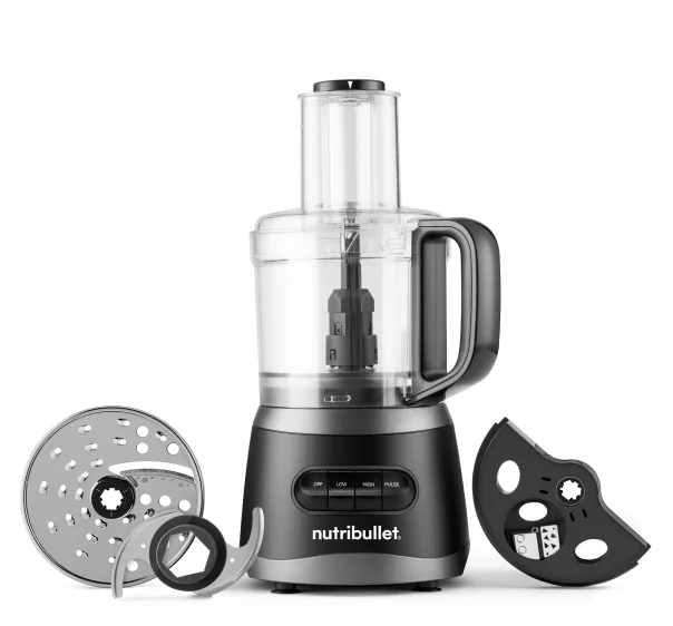 nutribullet food processornutribullet 7-cup Food Processor with accessories on either side
