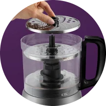 nutribullet 7-cup Food Processor blades being stored in its bowl