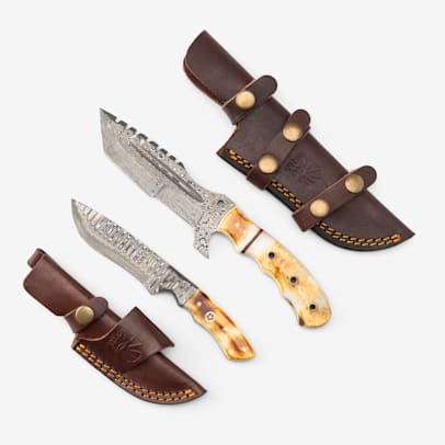 Flamed Vanguard Damascus Knife Set