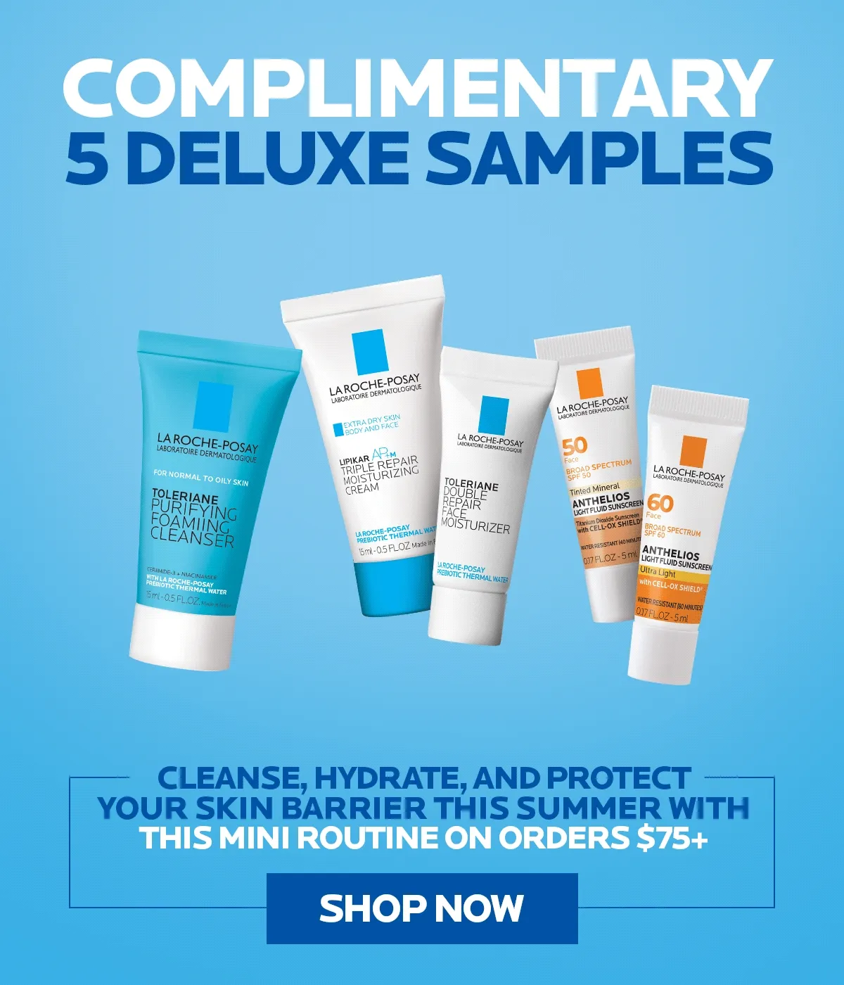 Enjoy 5 Deluxe Samples with orders $75+