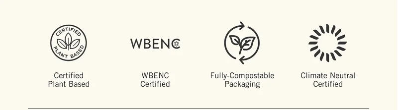 Certified Plant Based. WBE NC Certified. Fully-Compostable Packaging. Climate Neutral Certified.