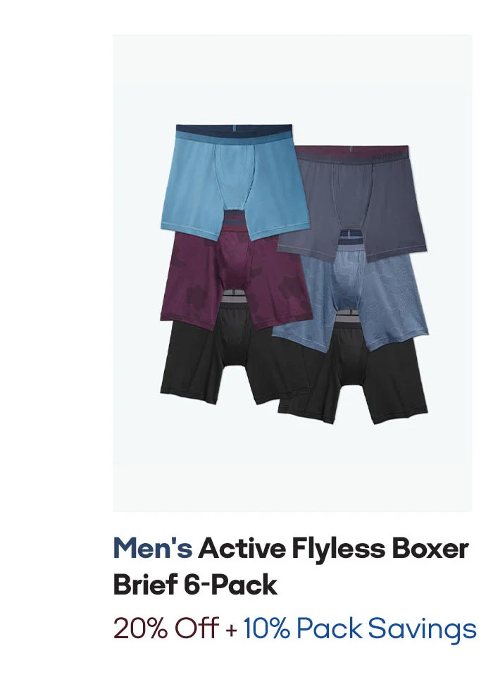 Men's Active Flyless Boxer Brief 6-Pack