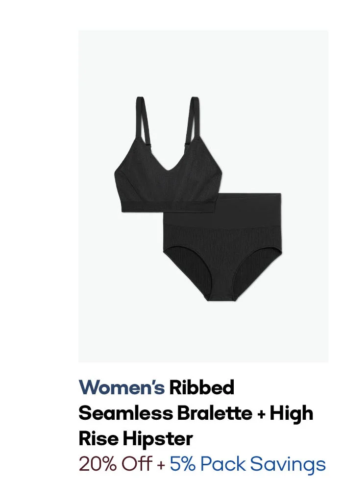 Women's Ribbed Seamless Bralette + High Rise Hipster