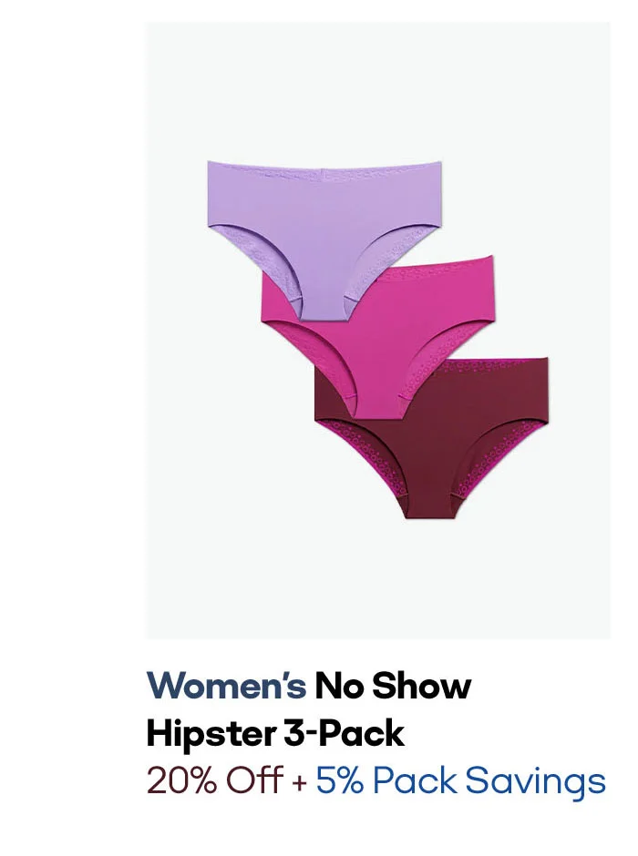 Women's No Show Hipster 3-Pack