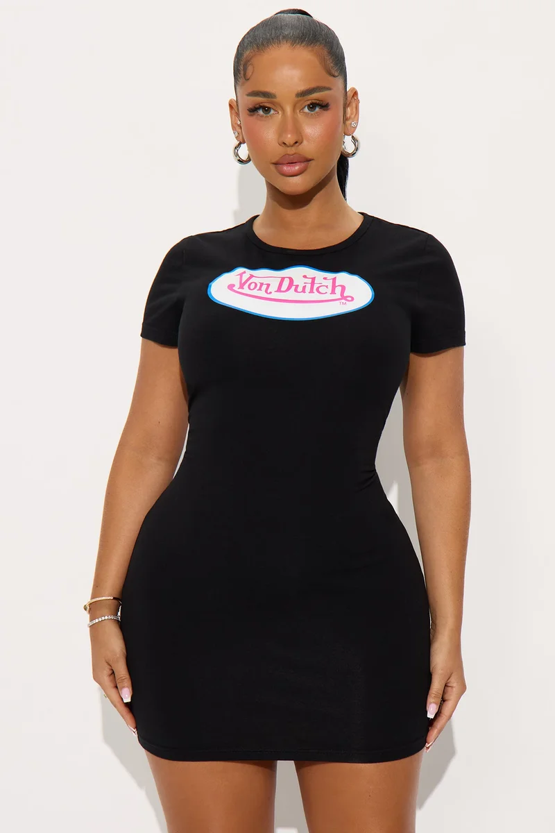 Image of Von Dutch Boyfriend Mini Dress - Black