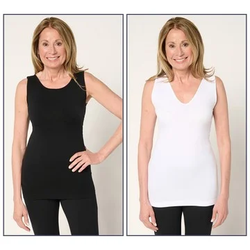 skinnytees Seamless Reversible Scoop to V-Neck Tank Set of 2