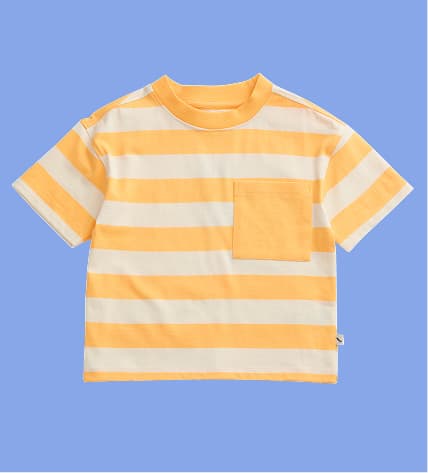 KIDLY by MORI Striped Cotton Tee - Yellow Stripe