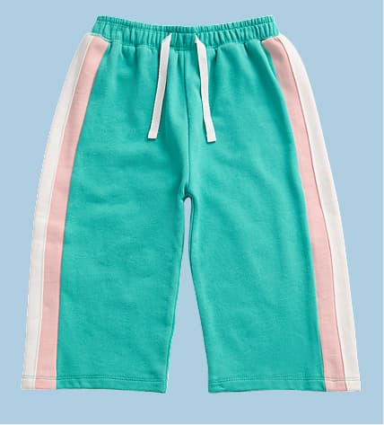 KIDLY by MORI Colourblock Wide Leg Joggers - Green & Pink