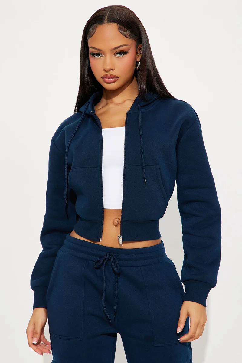 Image of Kinsley Cropped Hoodie - Navy
