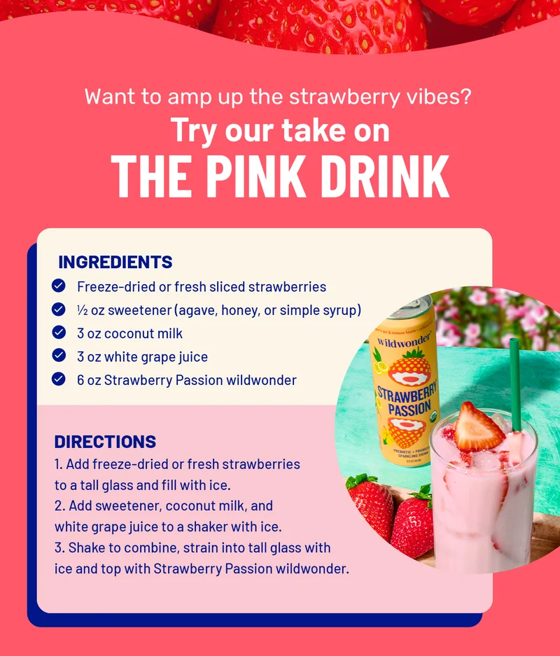 Recipe for The Pink Drink, featuring wildwonder Strawberry Passion