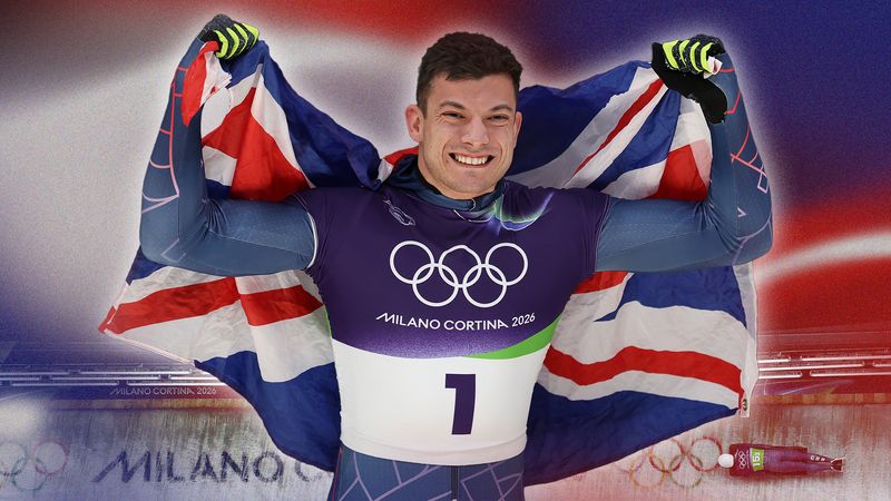 Image may contain: skeleton olympian, matt weston, skeleton, olympics, Head, Person, Adult, Face, and Happy