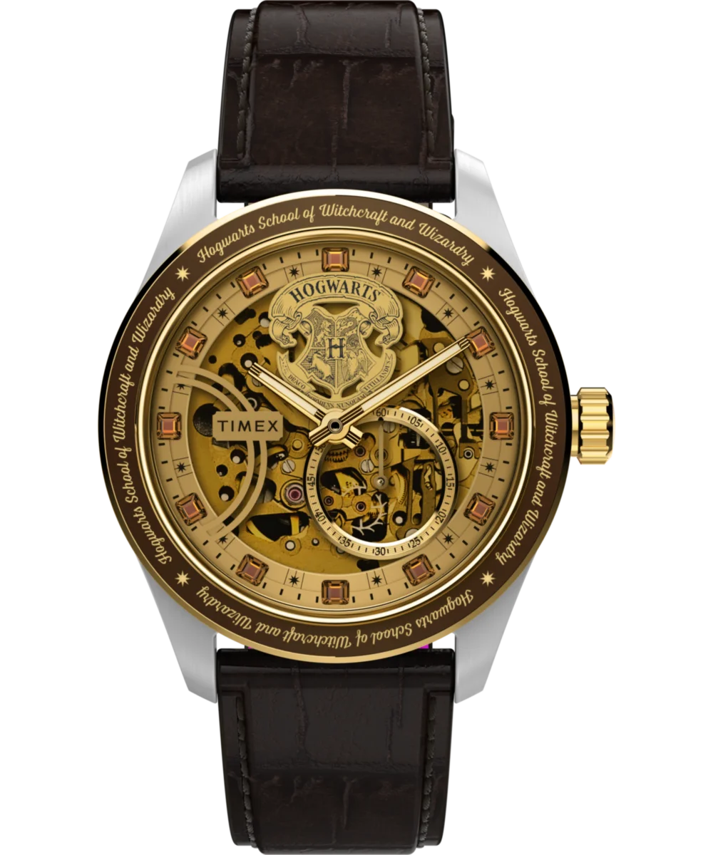 Image of Harry Potter x Timex Waterbury Skeleton Automatic 39mm Leather Strap Watch