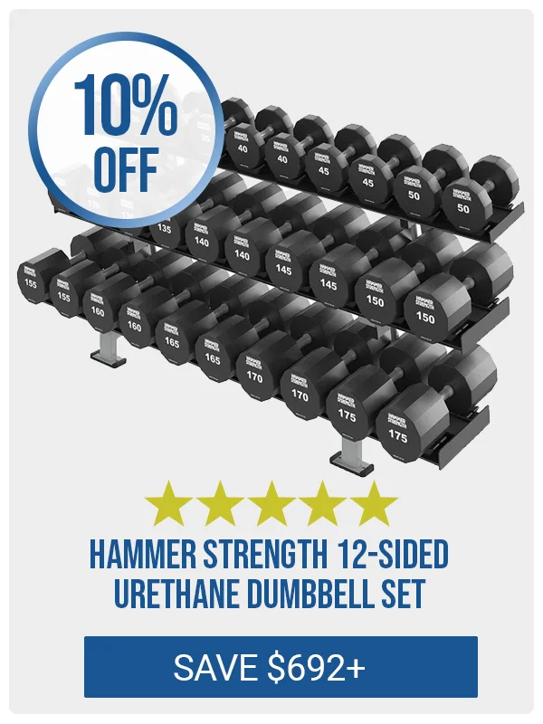 Hammer Strength 12-Sided Urethane Dumbbell Set 5-50LB