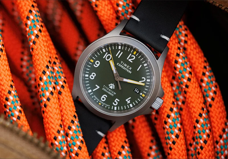 Expedition Titanium 38mm Leather Strap Watch